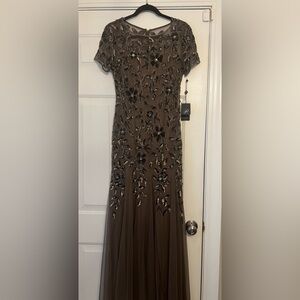 Adrianna Papell Beaded Gown with Godets Size 8